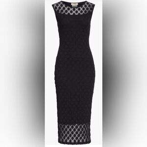 Fuzzi Women’s Designer Black Sleeveless Dress Polka Dot Overlay - size XL